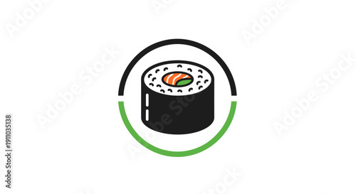 Minimalist Sushi Icon Representing Japanese Cuisine And Culinary Artistry