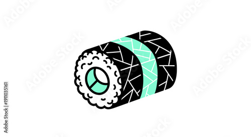 Minimalist Sushi Roll Graphic Illustration Perfect For Digital Designs And Menu Art
