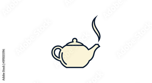 Minimalist Teapot Illustration With Steam Releasing From The Spout On A White Background