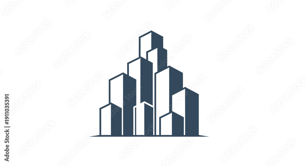 Fototapeta premium Minimalist Urban Cityscape Silhouette Vector Illustration for Modern Architecture Businesses