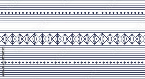 Geometric seamless pattern border vector featuring decorative horizontal lines and diamond shapes for textile wallpaper background surface design use