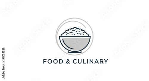 Minimalist Rice Bowl Culinary Icon Suitable for Food Industry Branding and Design