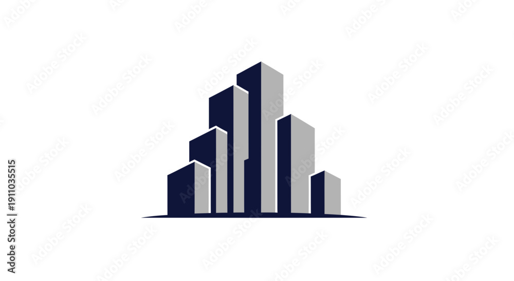 Fototapeta premium Minimalistic Cityscape Logo Design Depicting Urban Architecture in Clean Silhouette