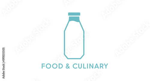 Minimalistic Milk Bottle Illustration With Food And Culinary Branding Elements Design