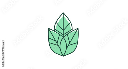 Minimalistic Minty Leaves Icon Depicting Natural Freshness and Organic Elements for Branding