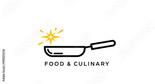 Minimalistic Pan Illustration With Sparkling Star Design for Culinary Branding Purposes