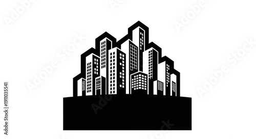 Minimalistic Cityscape Silhouette of Buildings Representing Urban Real Estate and Development