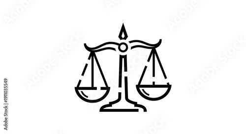 Minimalistic Scale of Justice Illustration on White Background Representing Fairness and Law