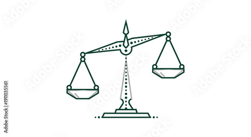 Minimalistic Scale Illustration Symbolizing Judgement, Justice, And Balancing Concepts