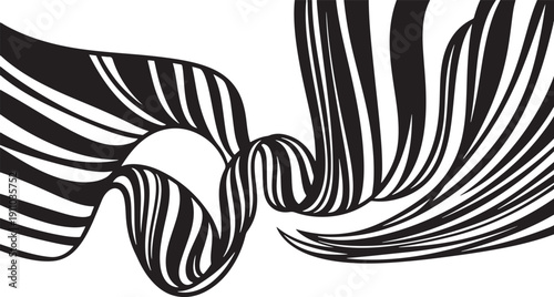 Abstract Black and White Swirling Ribbon Pattern vector illustration