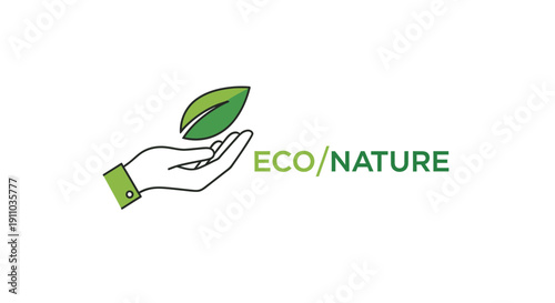 Minimalistic Illustration Of Hand Holding Leaf For Eco, Nature, And Environmental Concepts