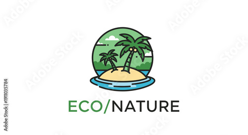 Minimalistic Island Icon Depicting Eco-Friendly Principles and Natural Aesthetic Design