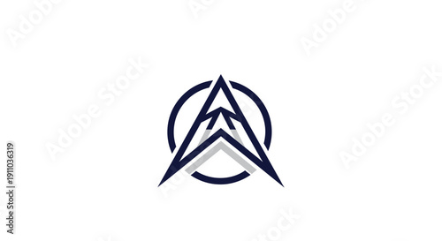Modern Abstract Logo featuring Upward Arrows Inside a Circle on a White Background