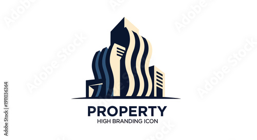 Modern Abstract Property Logo Design Depicting Futuristic Architecture and High Branding