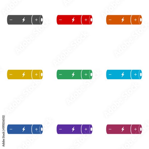 AAA battery icon isolated on white background. Set icons colorful