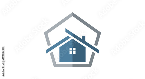 Modern Abstract Real Estate Logo Depicting Home Within Shield For Branding