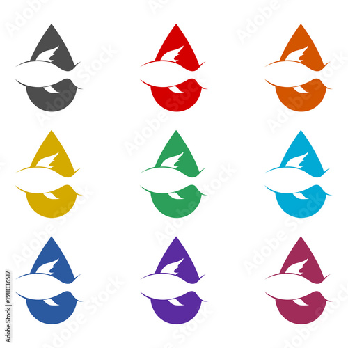 Fish oil icon isolated on white background. Set icons colorful