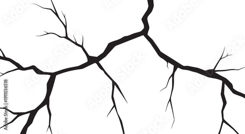 Black abstract branching pattern on white background vector illustration