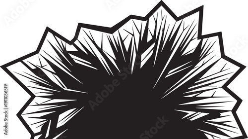 Black abstract explosion or starburst shape with sharp lines vector illustration