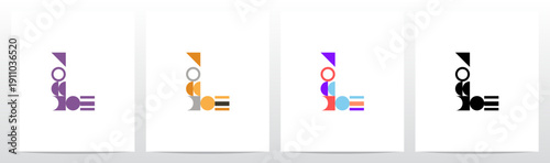Geometric Shape Combination Mosaic Tiling Composition Letter Initial Logo Design L