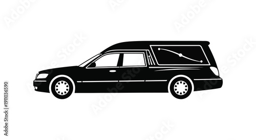A stark black silhouette depicts a hearse a vehicle traditionally used for transporting the deceased high quality professional