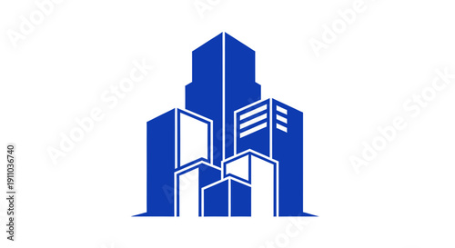 Modern Cityscape Graphic Illustrating Corporate Buildings, Architecture, and Urban Growth