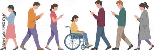 Digital Communication Line Icons  Inclusive Mobile Technology Collection