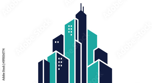 Modern Cityscape Icon: Abstract Building Design Representing Urban Development and Growth