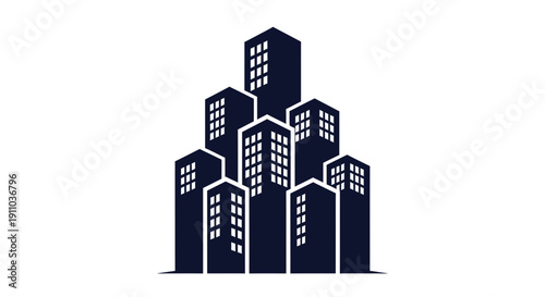 Modern Cityscape Icon Depicting Urban Architecture and Real Estate Development Design