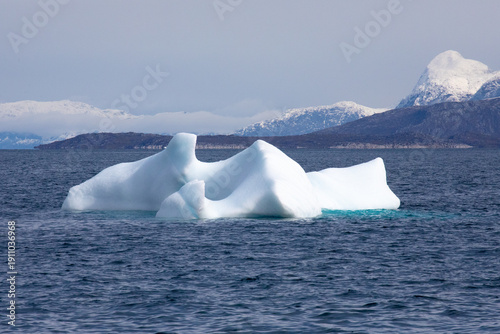 Iceberg Near Nuuk, Greenland, Anchor Shaped Above Water in the Fjord.