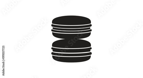 A minimalist black and white illustration depicts a stacked burger featuring multiple layers of patties and buns high quality professional