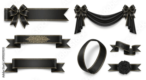 Elegant Black Ribbon Banners and Decoration Set