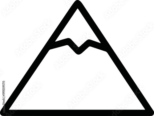 Minimalist mountain peak symbol with a snow-capped summit in a simple outline