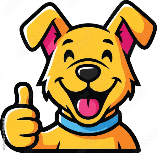 Cartoon dog giving thumbs up approval symbol positive emotion