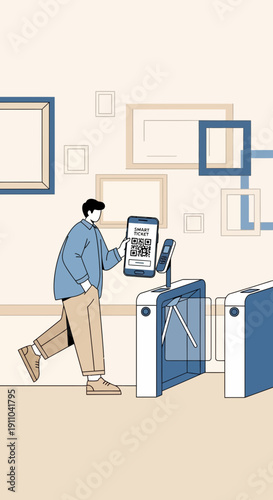 Modern Access Control With Digital Tickets At A Venue Entrance