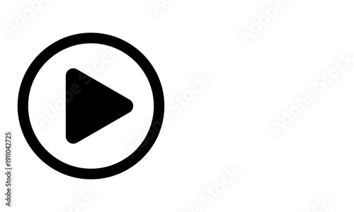 Play Button Icon Black And White Circle Media Control Symbol isolated on transparent background