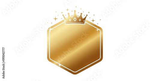 Golden Crown on Hexagon Badge.