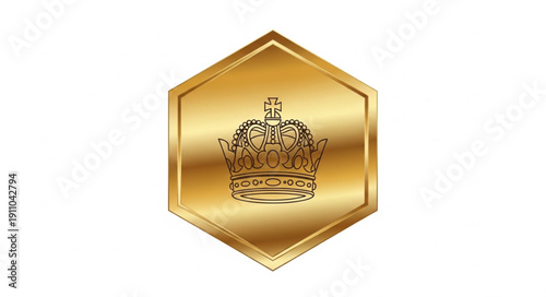 Golden Crown on Hexagon Badge.