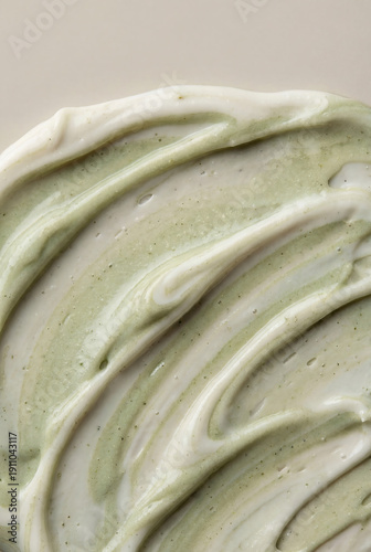 Texture of Green and White Natural Cream With Wavy Lines