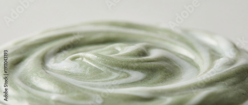 Texture of Green and White Natural Cream With Wavy Lines