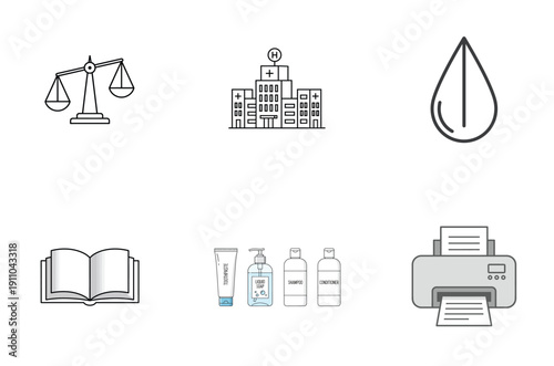Illustrations representing various professional and academic services
