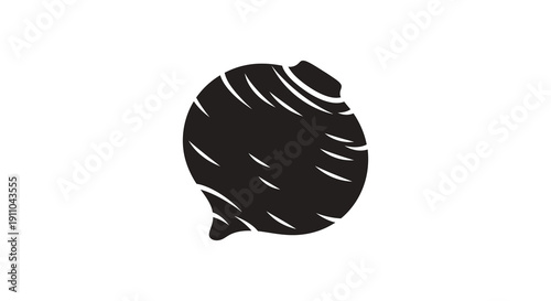A striking black silhouette depicts a nautilus shell showcasing its elegant spiral form against a white backdrop