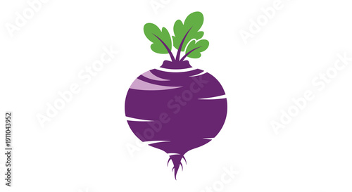 A stylized illustration depicts a vibrant purple beetroot with leafy green tops showcasing its root vegetable form