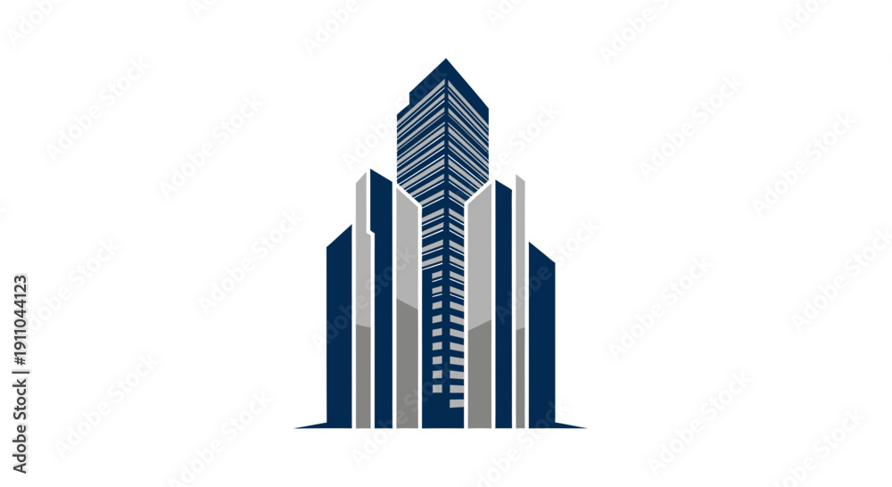 Fototapeta premium Modern Corporate Skyscraper Logo Depicting Architectural Innovation and Metropolitan Excellence