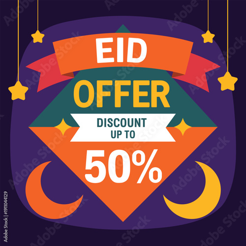Eid offer discount up to fifty percent sign
