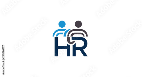 Modern Human Resources Logo Depicting Two Persons Together Representing Collaboration