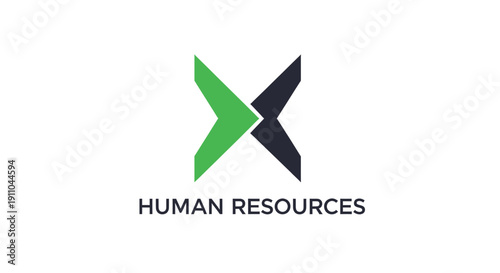Modern Human Resources Logo Design Featuring A Green And Black Geometric Arrow Motif