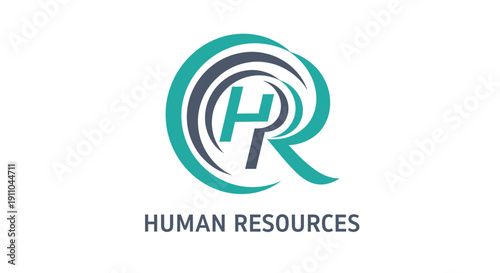 Modern Human Resources Logo Design with Turquoise and Dark Gray Elements