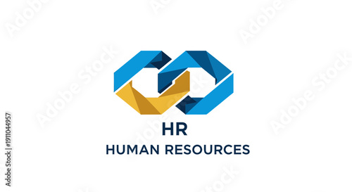 Modern HR Logo Design Featuring Abstract Shapes and Thematic Human Resources Concept
