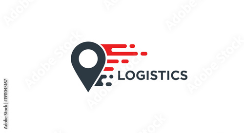 Modern Logistics Logo Featuring Pinpoint And Conceptualized Dynamic Flow Illustration